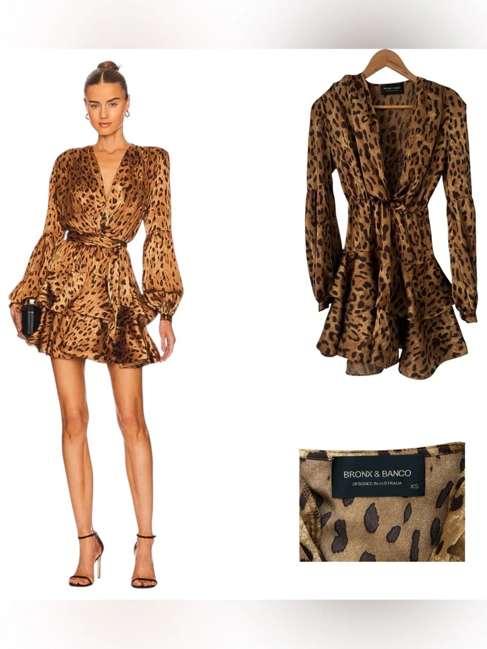 Bronx & Banco Leo Ruffled Animal-Print Mini Dress - Picture 1 of 4